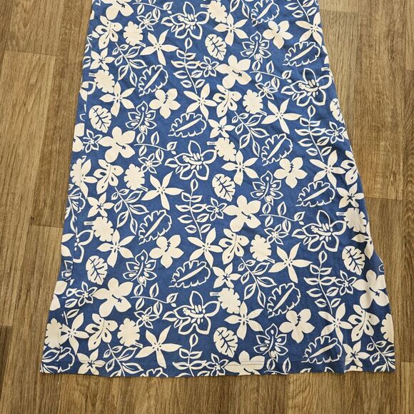 Vtg Talbots Floral Midi Dress Womens S Blue Hawaiian Tropical Boho Cottage Retro - Picture 4 of 8